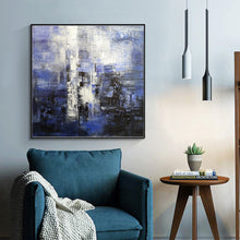 Load image into Gallery viewer, Deep Blue White Abstract Canvas Painting Minimalist Abstract Painting Dp133