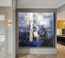Load image into Gallery viewer, Deep Blue White Abstract Canvas Painting Minimalist Abstract Painting Dp133