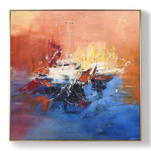 Load image into Gallery viewer, Oversized Modern Art Blue Orange Abstract Painting, Sunset Painting Gp013