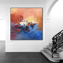 Load image into Gallery viewer, Oversized Modern Art Blue Orange Abstract Painting, Sunset Painting Gp013