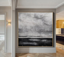 Load image into Gallery viewer, Black White Oil Painting, Grey Abstract Canvas Art Sofa Size Artwork Bl016