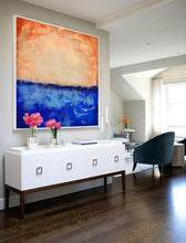 Load image into Gallery viewer, Deep Blue Abstract Canvas Painting Orange Sky Abstract Art Dp118