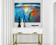 Load image into Gallery viewer, Blue Sea Abstract Painting Sunset Painting Landscape Op018