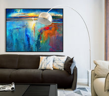 Load image into Gallery viewer, Blue Sea Abstract Painting Sunset Painting Landscape Op018