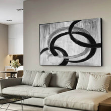 Load image into Gallery viewer, Black And White Gray Abstract Painting Oversized Office Painting Yp059