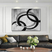Load image into Gallery viewer, Black And White Gray Abstract Painting Oversized Office Painting Yp059