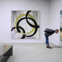 Load image into Gallery viewer, Black And White Yellow Abstract Modern Abstract Painting Yp055