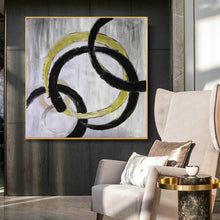 Load image into Gallery viewer, Black And White Yellow Abstract Modern Abstract Painting Yp055