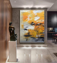 Load image into Gallery viewer, Big Artwork Yellow Abstract Painting, Minimalist Abstract Art Gp034