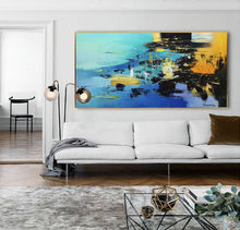 Load image into Gallery viewer, Large Blue Yellow Sea Abstract Painting Living Room Wall Art Gp017