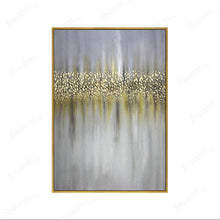 Load image into Gallery viewer, Gold art abstract painting canvas gray wall art  for living room Gp025