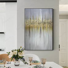 Load image into Gallery viewer, Gold art abstract painting canvas gray wall art  for living room Gp025