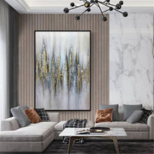 Load image into Gallery viewer, Large Canvas Wall Art for Sale Gold Leaf Abstract Painting Gray Canvas Wall Art Gp055