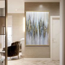 Load image into Gallery viewer, Large Canvas Wall Art for Sale Gold Leaf Abstract Painting Gray Canvas Wall Art Gp055