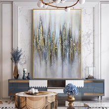 Load image into Gallery viewer, Large Canvas Wall Art for Sale Gold Leaf Abstract Painting Gray Canvas Wall Art Gp055