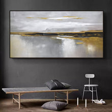 Load image into Gallery viewer, Large Abstract Canvas Art White Ocean Painting Gold Yg002