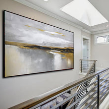 Load image into Gallery viewer, Large Abstract Canvas Art White Ocean Painting Gold Yg002