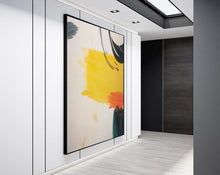 Load image into Gallery viewer, Black And White Oversized Wall Art Yellow Abstract Painting Cp035