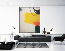 Load image into Gallery viewer, Black And White Oversized Wall Art Yellow Abstract Painting Cp035