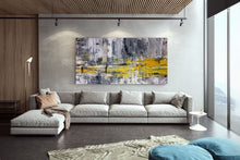 Load image into Gallery viewer, Black And White Abstract Painting Yellow Knife Painting Fp086