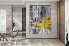 Load image into Gallery viewer, Black And White Abstract Painting Yellow Knife Painting Fp086
