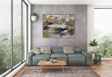 Load image into Gallery viewer, Gold White Brown Abstract Painting Large Office Art Fp064