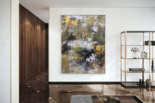 Load image into Gallery viewer, Gold White Brown Abstract Painting Large Office Art Fp064