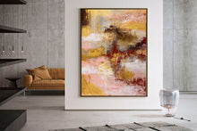 Load image into Gallery viewer, Brown Pink Gold Abstract Original Painting Red Artwork Contemporary Qp023