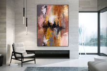 Load image into Gallery viewer, Brown Yellow Bright Abstract Original Painting On Canvas Qp022
