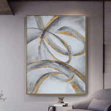 Load image into Gallery viewer, Black and Gold Wall Decor Grey Wall Painting Geometric Abstract Art Op068