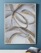 Load image into Gallery viewer, Black and Gold Wall Decor Grey Wall Painting Geometric Abstract Art Op068