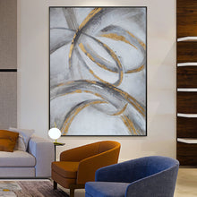 Load image into Gallery viewer, Black and Gold Wall Decor Grey Wall Painting Geometric Abstract Art Op068