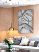 Load image into Gallery viewer, Black and Gold Wall Decor Grey Wall Painting Geometric Abstract Art Op068