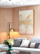 Load image into Gallery viewer, Pink and Gold Abstract Art Big Painting for Living Room Op076