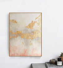 Load image into Gallery viewer, Pink and Gold Abstract Art Big Painting for Living Room Op076