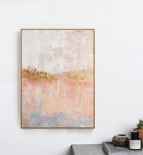 Load image into Gallery viewer, Pink White Gold Abstract Painting on Canvas Yellow Abstract Painting Cp015