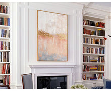 Load image into Gallery viewer, Pink White Gold Abstract Painting on Canvas Yellow Abstract Painting Cp015
