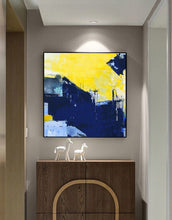 Load image into Gallery viewer, Blue Yellow Abstract Painting Large Canvas Art Work Np045