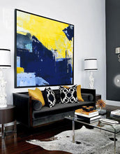 Load image into Gallery viewer, Blue Yellow Abstract Painting Large Canvas Art Work Np045