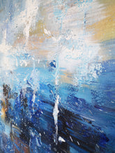 Load image into Gallery viewer, Dark Blue White Brown Abstract Painting Huge Art NP048