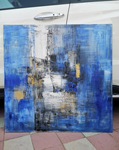 Load image into Gallery viewer, Large Blue Abstract Canvas Painting Minimalist Abstract Painting Dp133