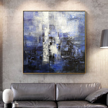 Load image into Gallery viewer, Deep Blue White Abstract Canvas Painting Minimalist Abstract Painting Dp133