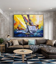 Load image into Gallery viewer, Sailboat Painting Coastal Wall Art Landscape Painting on Canvas Op070