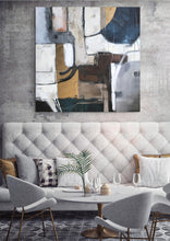 Load image into Gallery viewer, Original Acrylic Abstract Blue Gold White Gray Brown Painting Canvas Np021