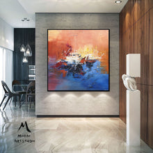 Load image into Gallery viewer, Oversized Modern Art Blue Orange Abstract Painting, Sunset Painting Gp013