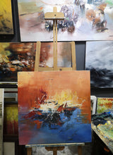 Load image into Gallery viewer, Oversized Modern Art Blue Orange Abstract Painting, Sunset Painting Gp013