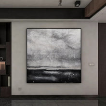 Load image into Gallery viewer, Black White Oil Painting, Grey Abstract Canvas Art Sofa Size Artwork Bl016