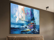 Load image into Gallery viewer, Seascape Painting Blue Abstract Sailing Boat Painting Yp005