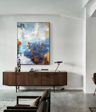 Load image into Gallery viewer, Dark Blue White Brown Abstract Painting Huge Art NP048