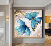 Load image into Gallery viewer, Butterfly Painting Canvas Gold Leaf Abstract Painting Contemporary Art Yp026